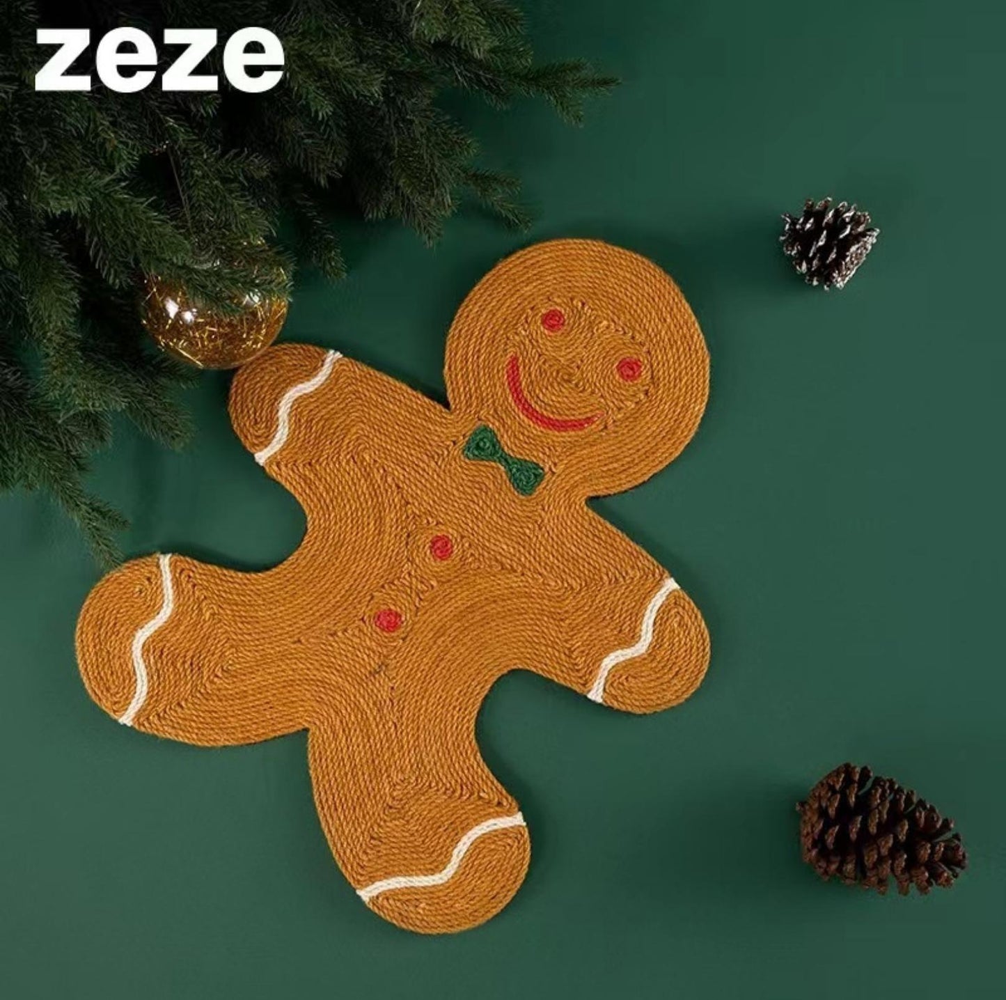 ZeZe Christmas Gingerbread Man Scratching Mat Cat Scratcher - {{product.type}} - PawPawUp