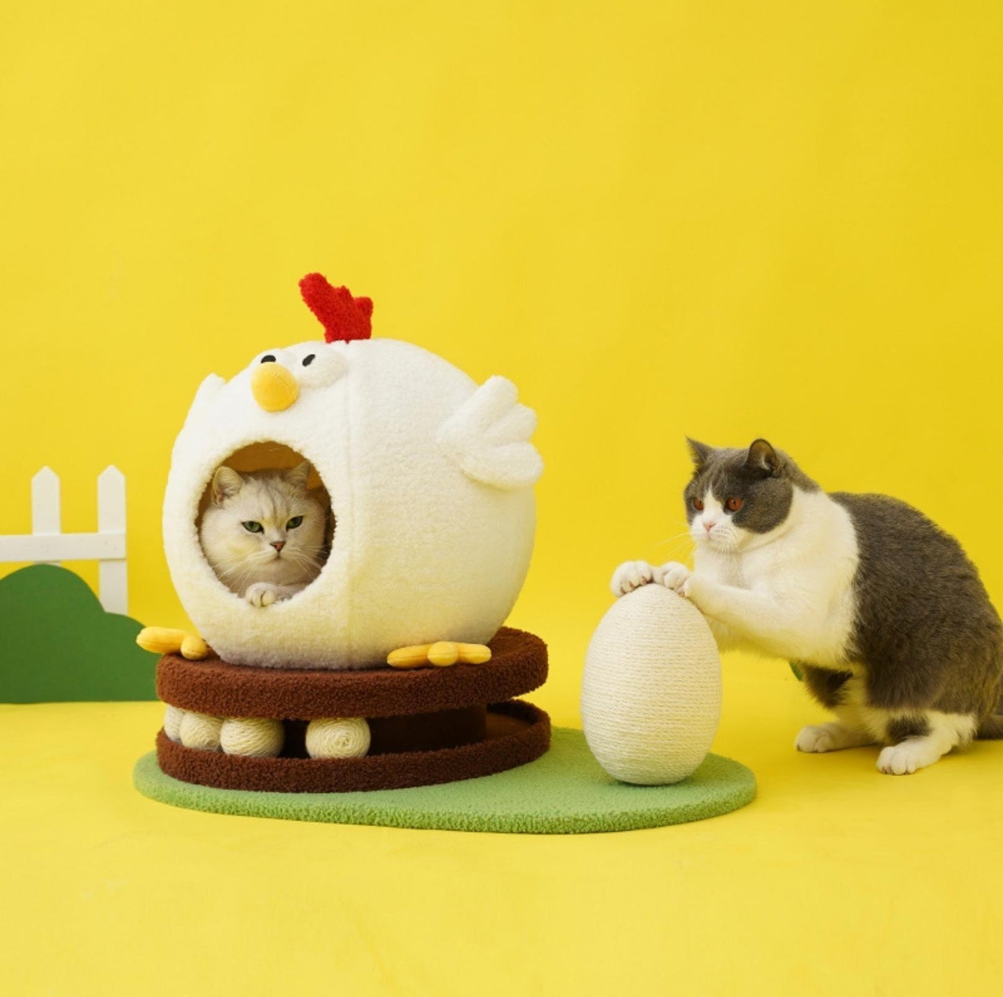 ZeZe Cluck Four Season Multi-Functional Cat Bed House With Scratchers - {{product.type}} - PawPawUp