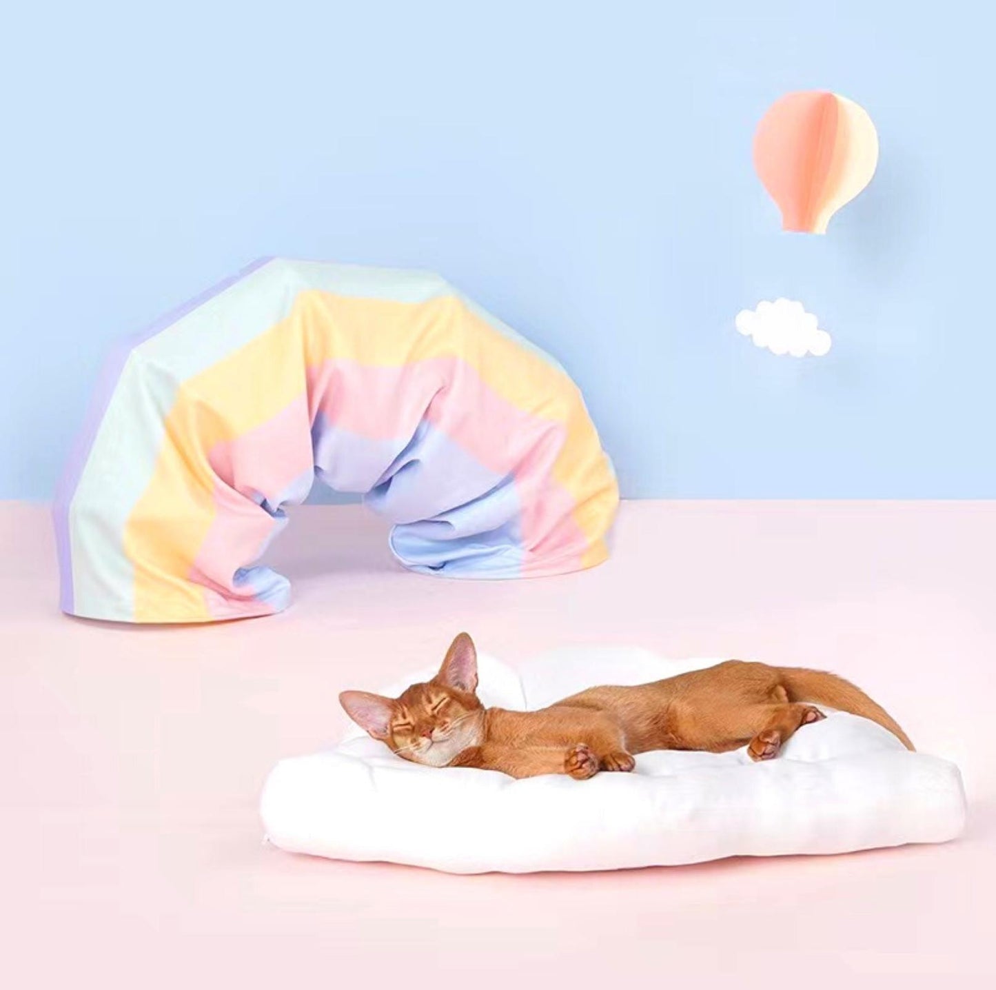 ZeZe Rainbow Tunnel Toys and Removable Cat Bed - {{product.type}} - PawPawUp