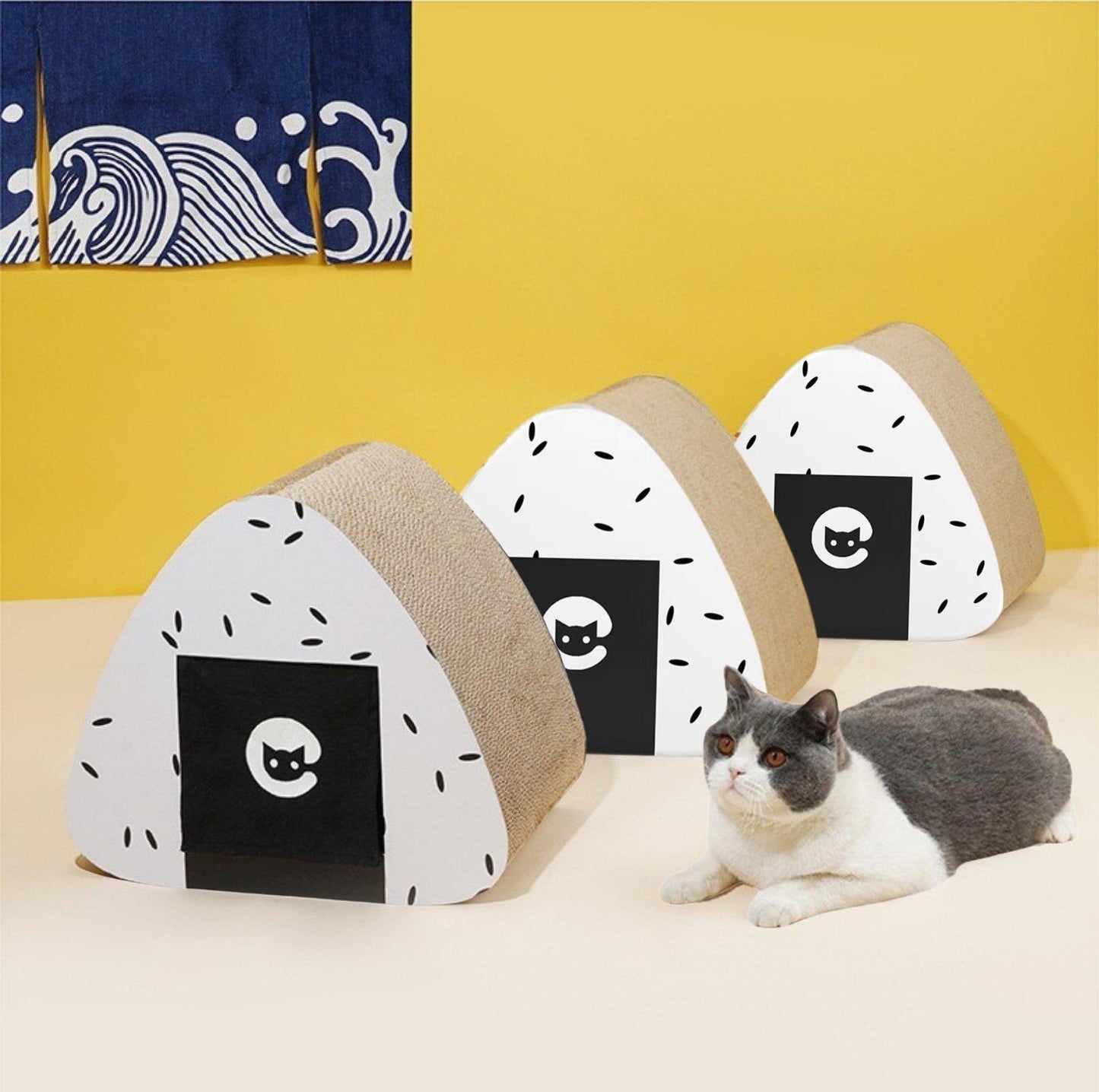 ZeZe Seasame Rice Ball Onigiri 2in1 Scratch House Cat Scratcher - {{product.type}} - PawPawUp