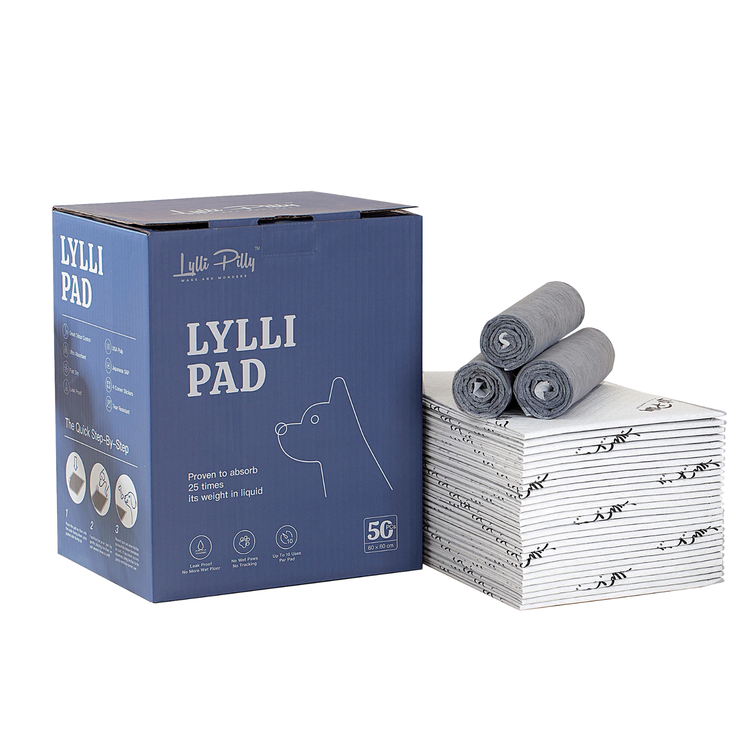 LYLLI PILLY Lylli Pad - Charcoal Leak Proof Ultra Absorbent Premium Training Pads