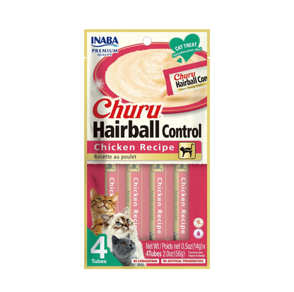INABA Churu Hairball Control Chicken Recipe Cat Treats – 4 x 14g