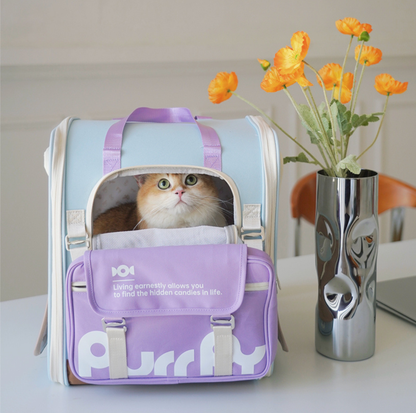 PurrPy Pet Travel Backpack with Detachable Mini Bag - Fresh Colours