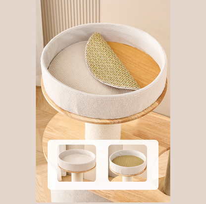 Solid Wood Multi-Level Cat Tree with Condo