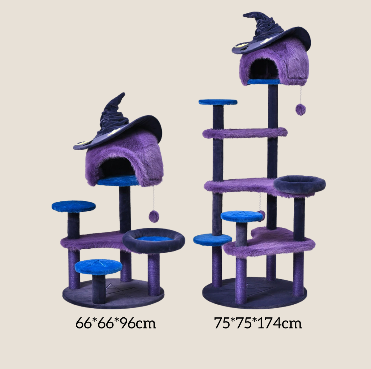 Halloween Witch Hat Cat Tree with Condo