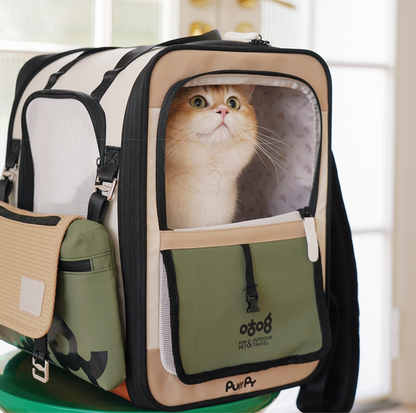 PurrPy Pet Travel Backpack with Detachable Mini Bag-Autumn Colours