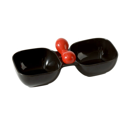 Ceramic Double Pet Bowl with Bow Design