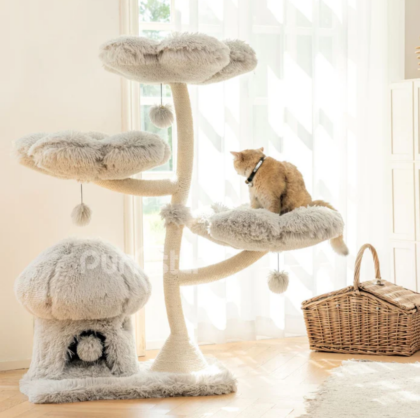 Purrista Mushroom Ice Cream 120cm Cat Tree (Three-Layer) - Grey