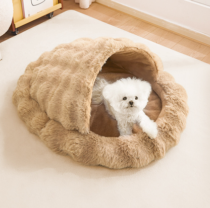 Plush Shell Enclosed Pet Bed with Removable Cushion