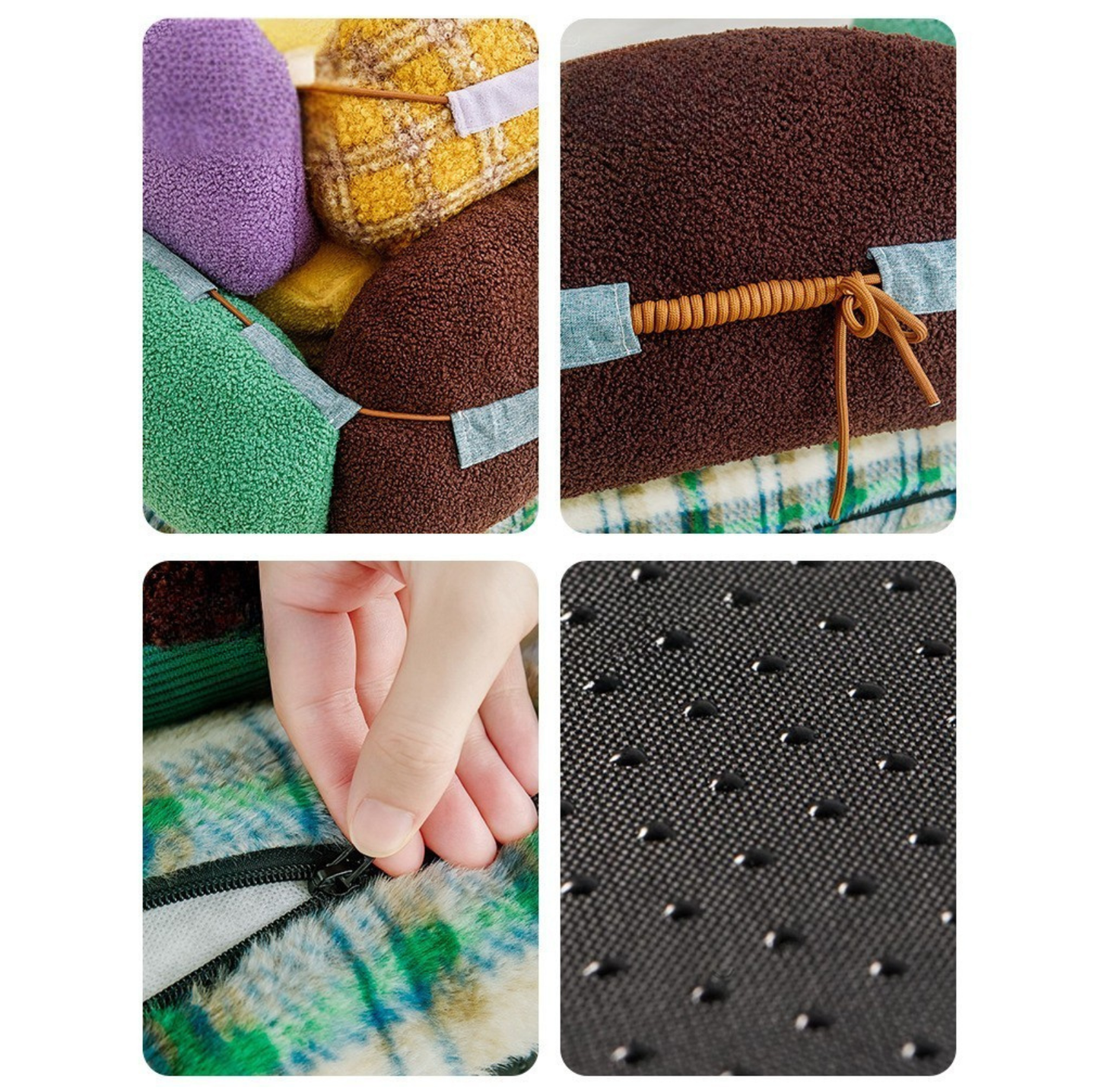 Cute Color-Blocked Plush Pet Sofa Bed