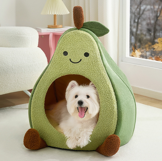 Avocado Enclosed Cat Bed with Double-Sided Cushion