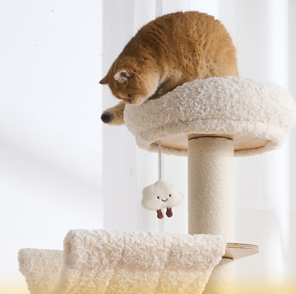 Solid Wood Capsule Multi-Level Cat Tree – 163cm