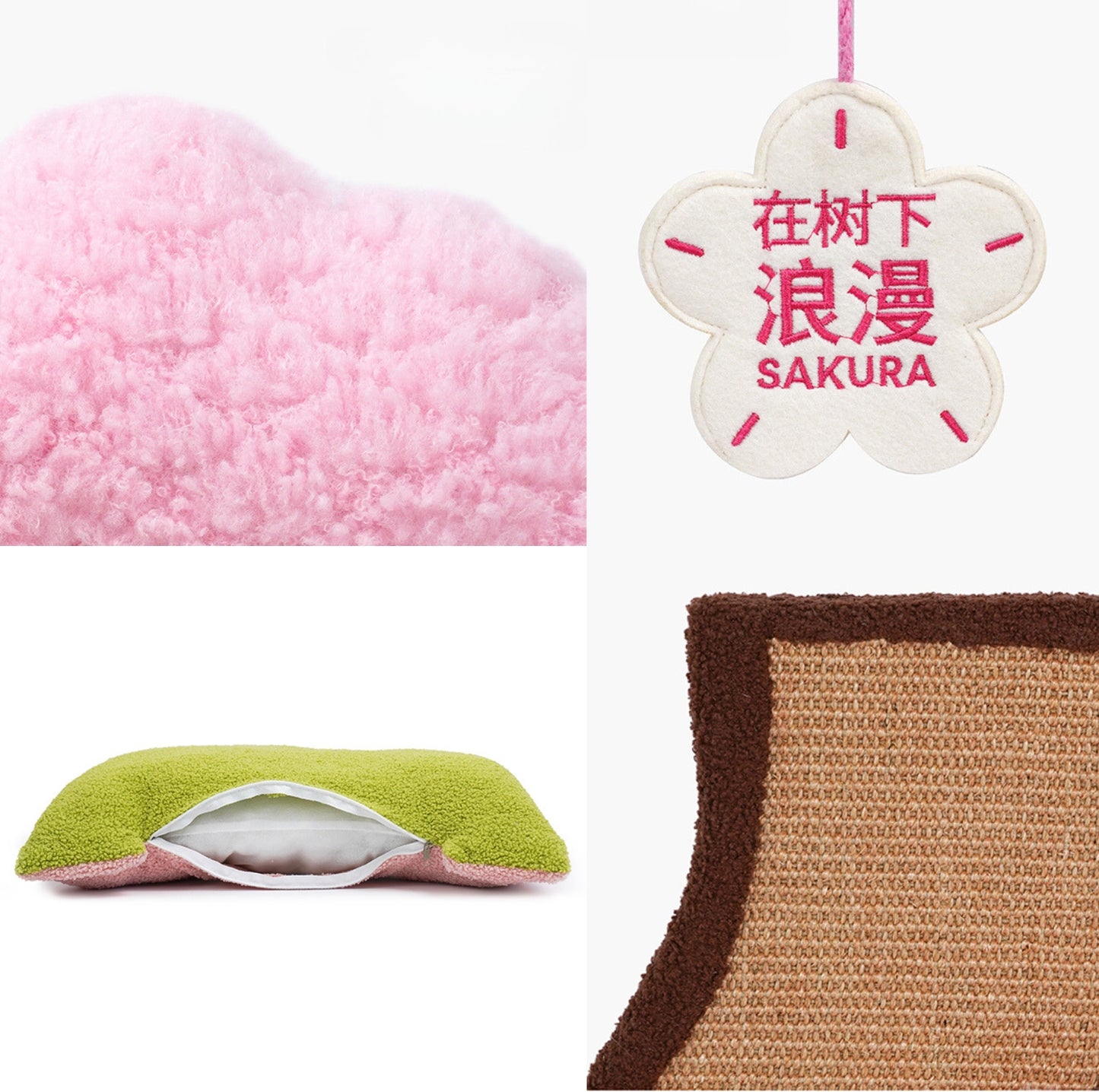 ZeZe Cherry Blossom Multifunctional Cat Bed with Sisal Scratcher and Catnip Toy