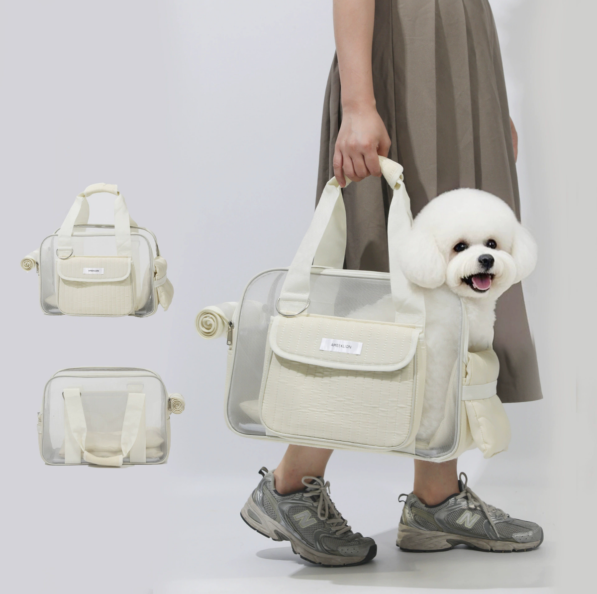 Quilted Mesh Pet Carrier Bag with Shoulder Strap - Up to 6 kg