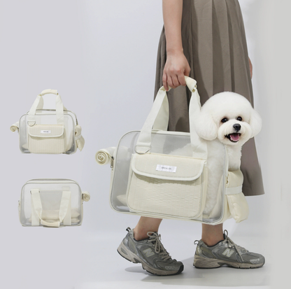 Quilted Mesh Pet Carrier Bag with Shoulder Strap - Up to 6 kg