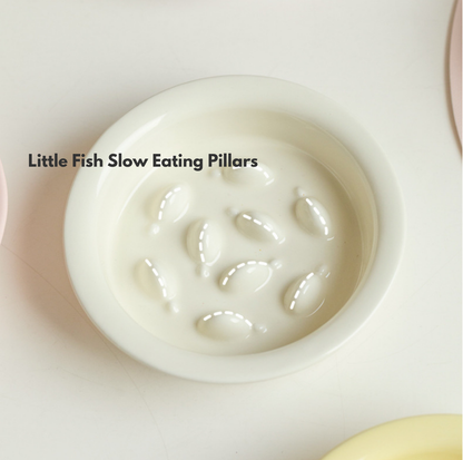 Little Fish Ceramic Slow Feeder Bowl for Cats & Small Dogs