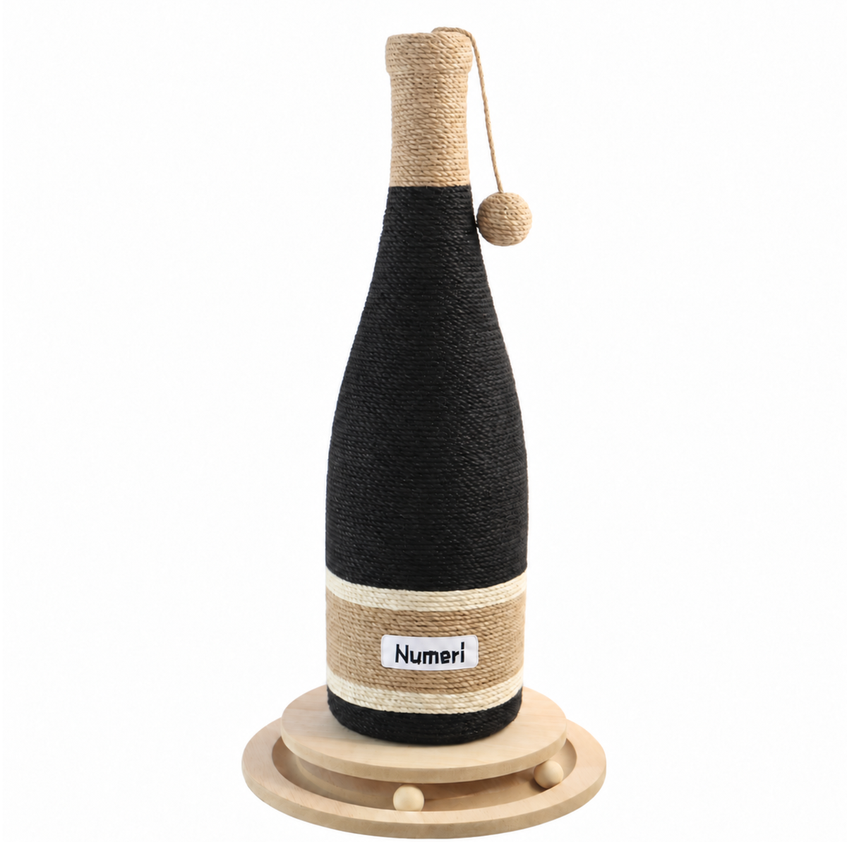 NUMERI® Wine Bottle Cat Scratching Post with Rotating Ball-Track Base