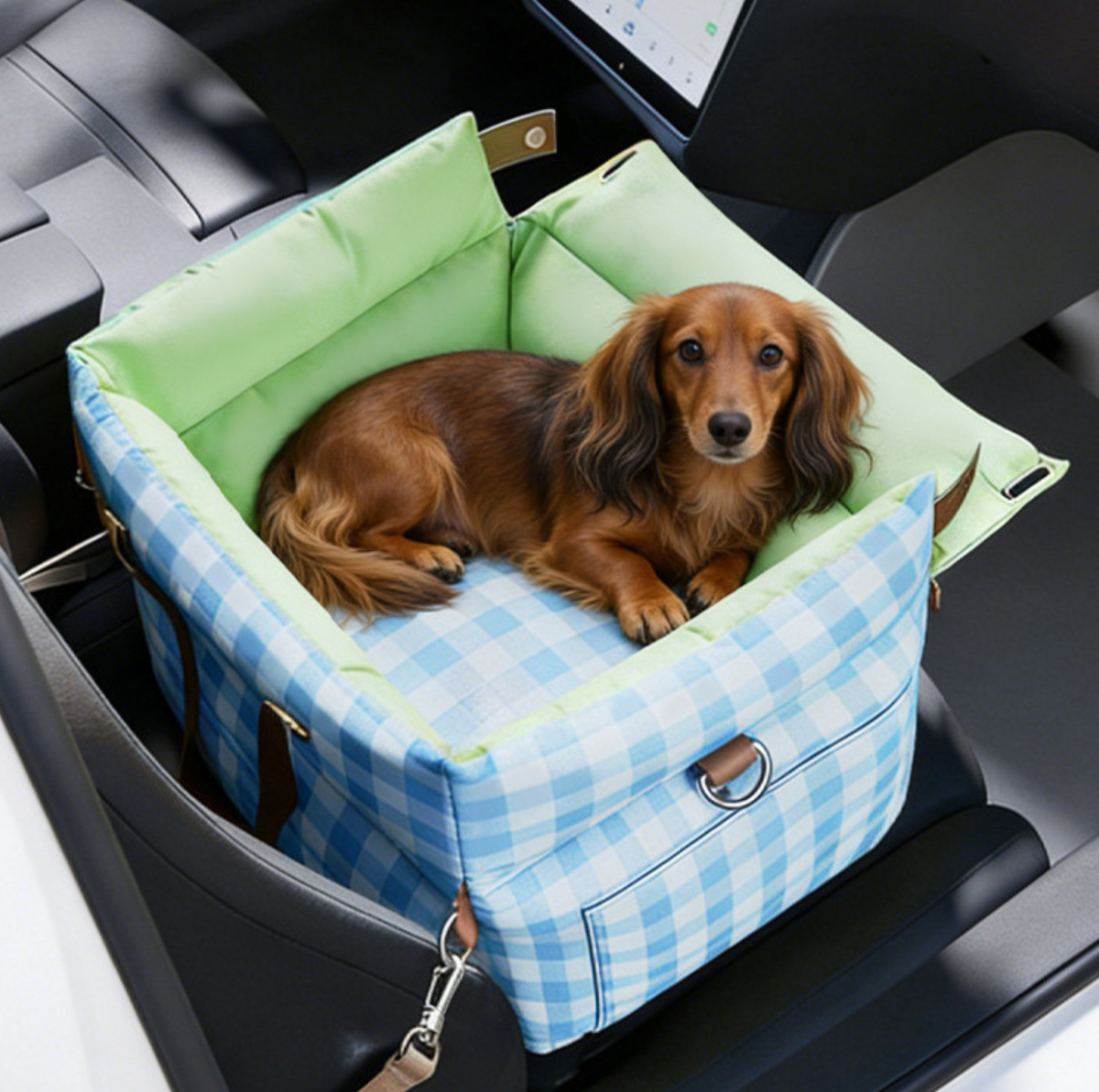 Water-Resistant Convertible Pet Car Seat and Bed with Safety Clip