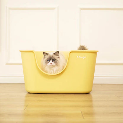 Mango Large High Edge Cat Litter Box - Mess-Free Design for Big Cats (61.5*41.5*33cm)