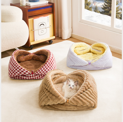 2-in-1 Foldable Plush Pet Mat and Nest Bed