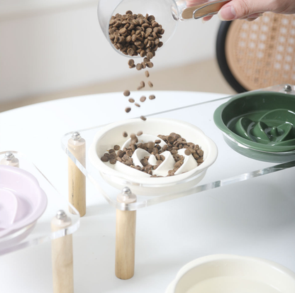 Ceramic Slow Feeder Bowl / Water Bowl with Optional Acrylic Stand