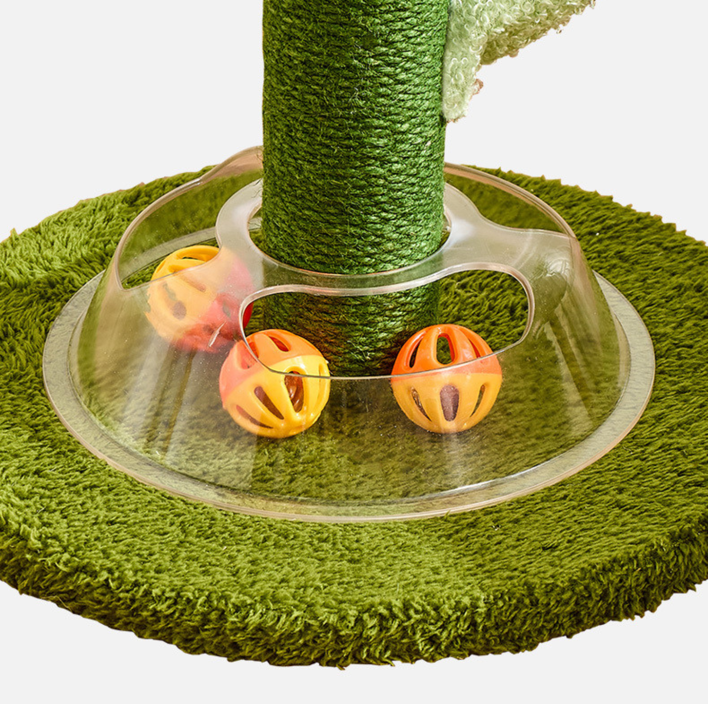 Cartoon Flower & Cactus Cat Scratch Pole – with Ball Track Base