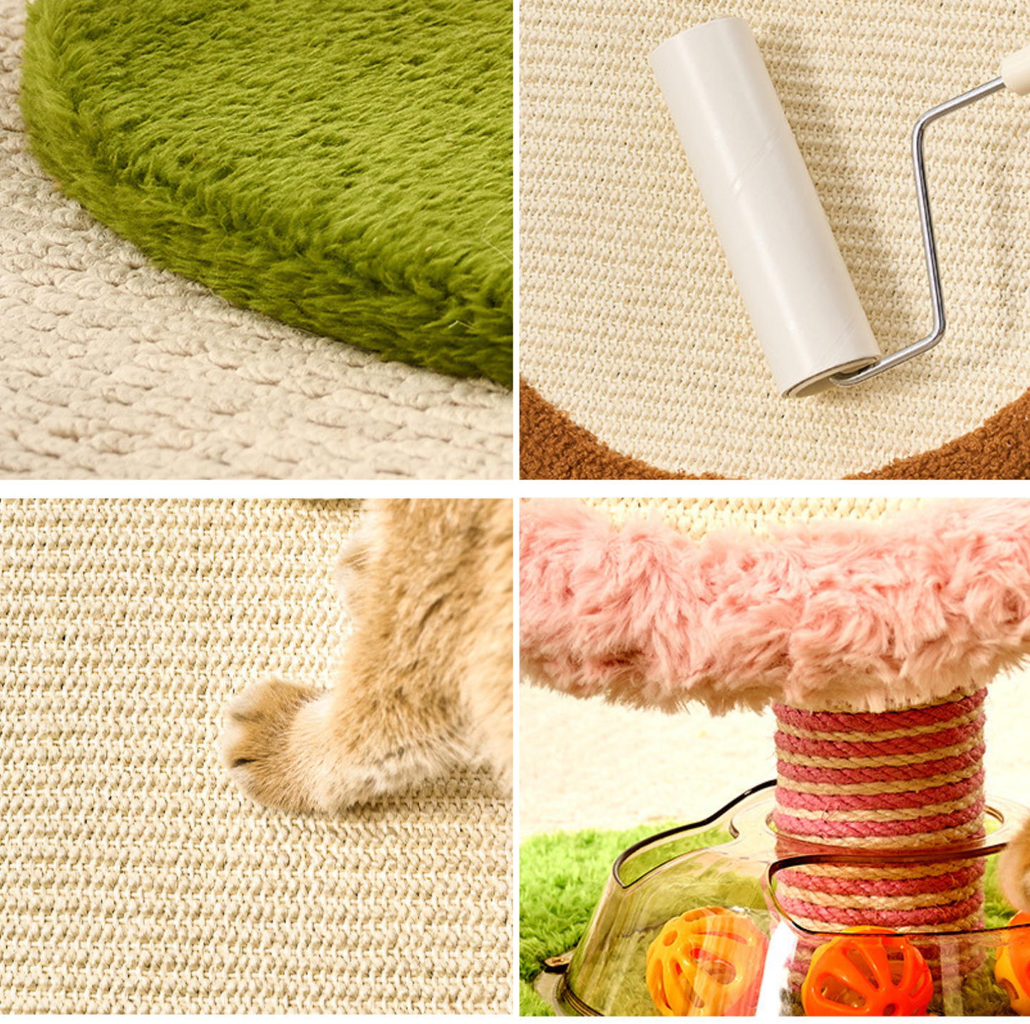Bunny & Bear Round Sisal Cat Scratcher with Track Ball