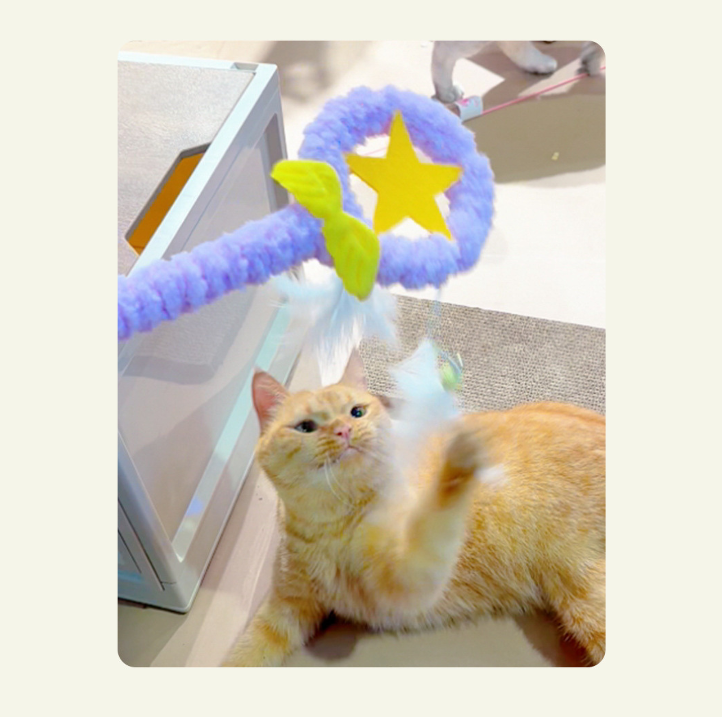 Magic Wand Plush Cat Teaser Toy with Feathers & Bells