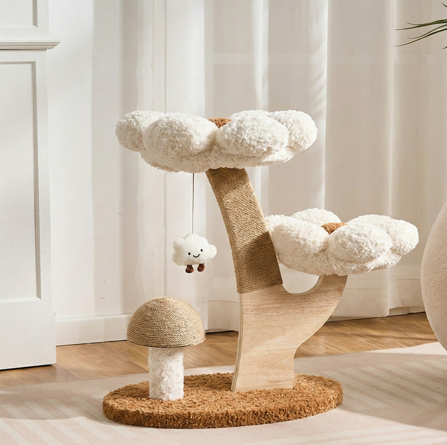 Flower Series Cat Tree – White Bloom (2 Platforms)