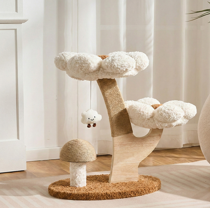 Flower Series Cat Tree – White Bloom (2 Platforms)