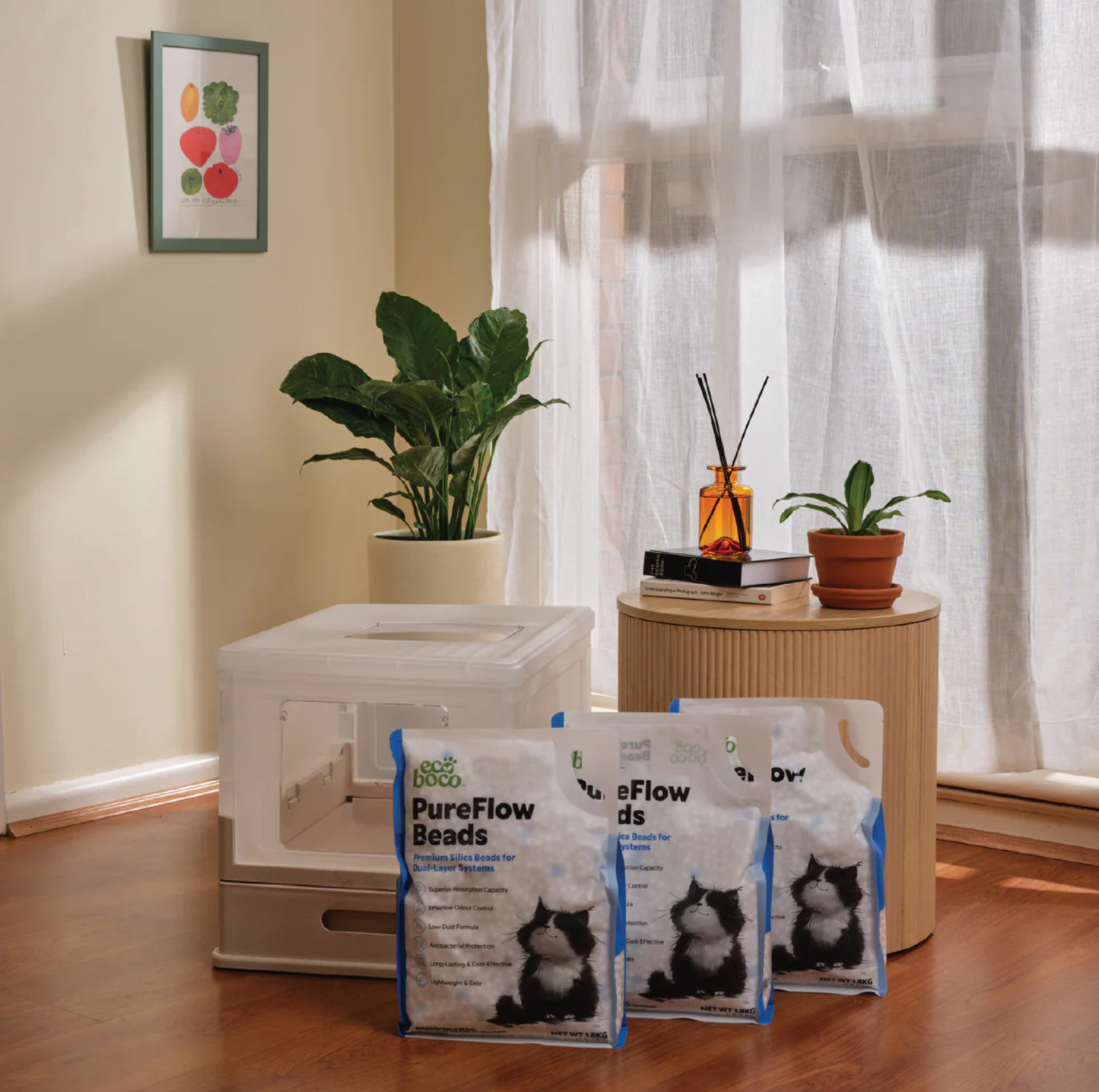 Ecoboco Pure Flow Double-Layer Cat Litter Box and Cat Litter System