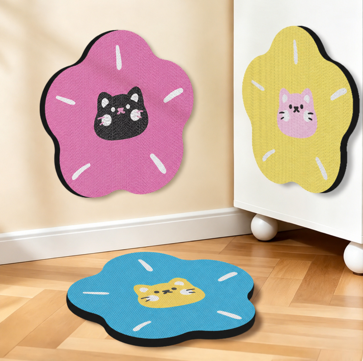 Flower-Shaped Self-Adhesive Corrugated Cat Scratcher