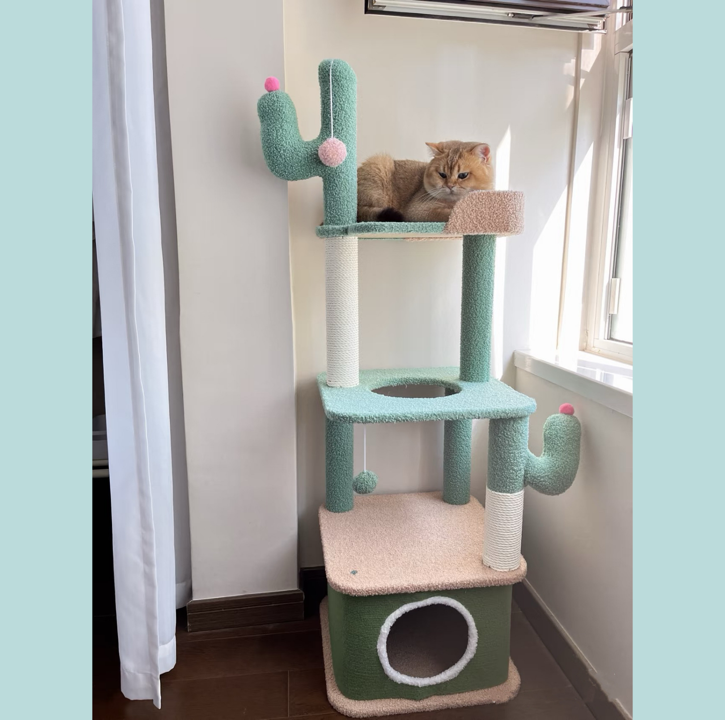 Cactus-Styled Cat Climbing Tree