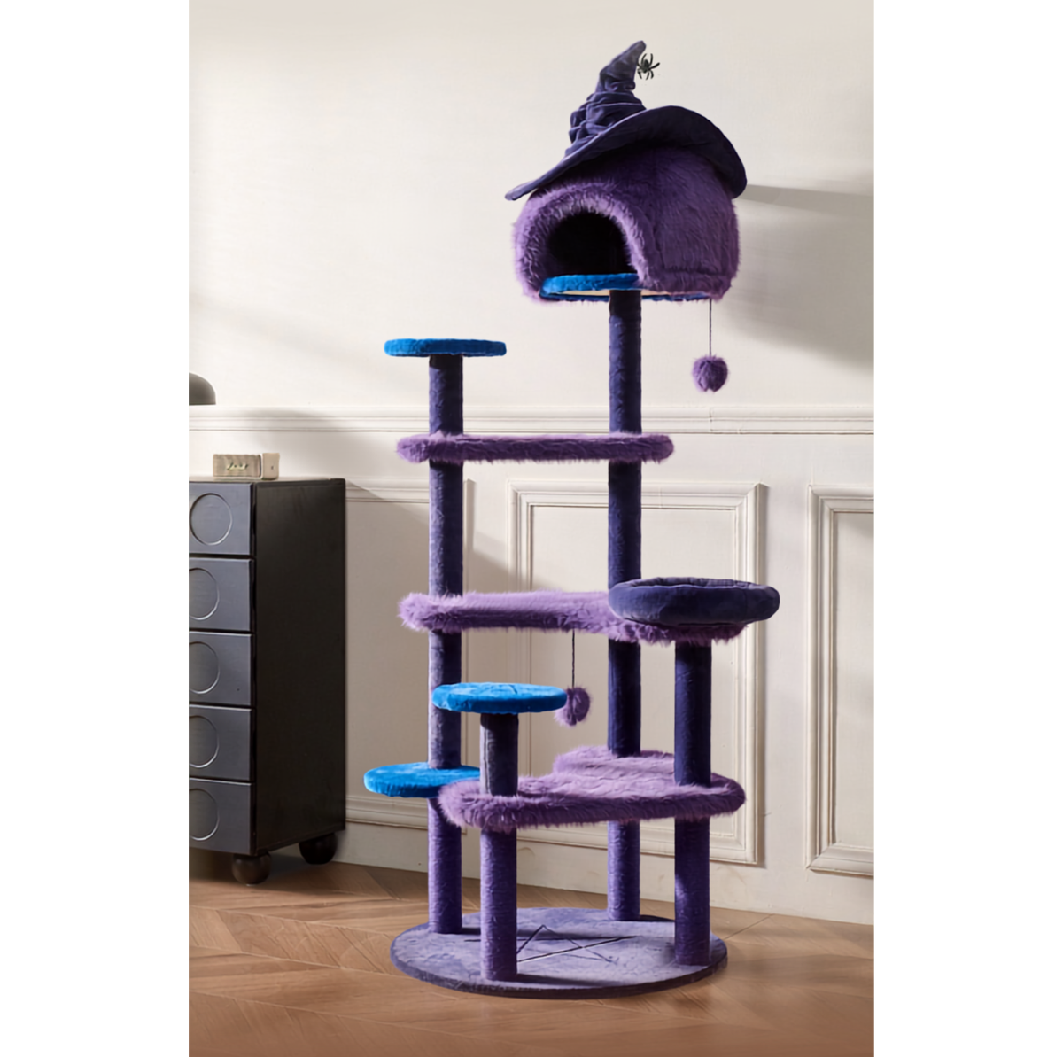 Halloween Witch Hat Cat Tree with Condo