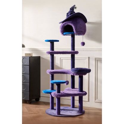Halloween Witch Hat Cat Tree with Condo
