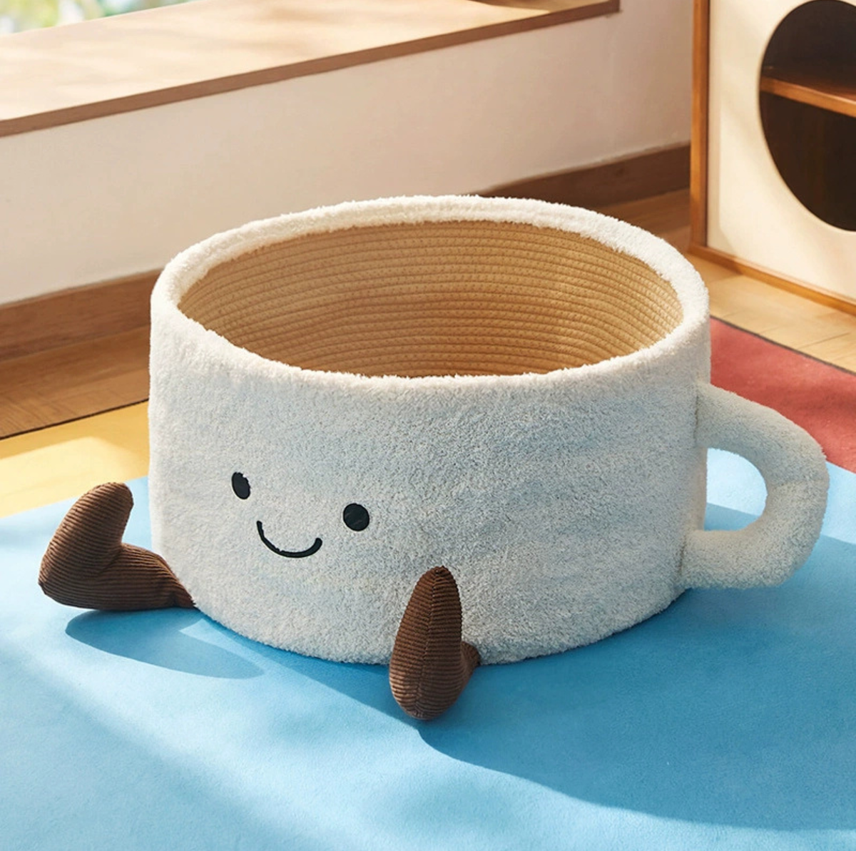 Tea Cup Pet Bed with Cotton Rope Mat