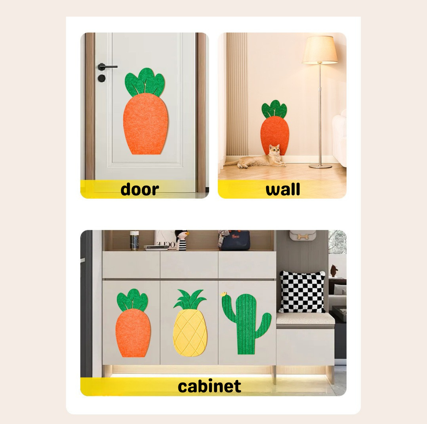 Cartoon Felt Wall Cat Scratching Mat