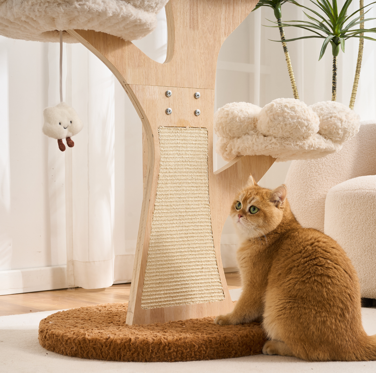 Flower Series Cat Tree – White Bloom (4 Platforms)