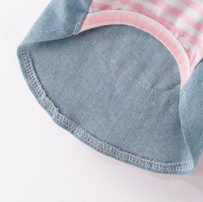 Denim Patchwork Pet Dress with D-Ring for Cats & Small Dogs