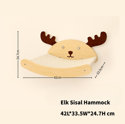 Elk-Themed Wall & Window Cat Playground Set (Screws & Suction Cups Included)