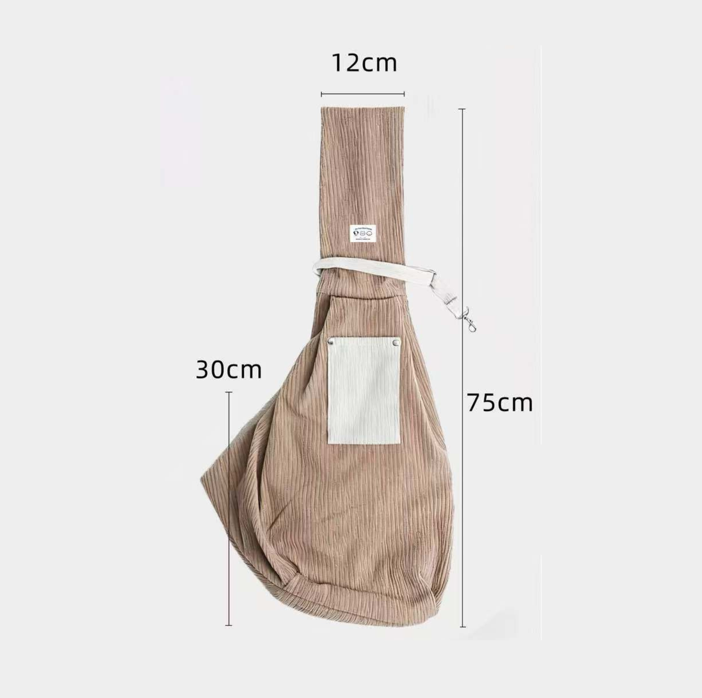 Warm Corduroy Pet Sling Carrier Bag for Small Pets Up to 6 kg