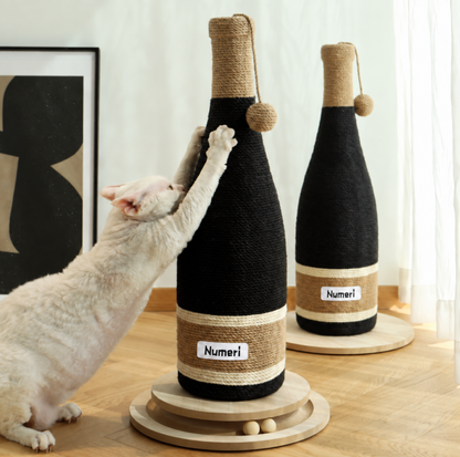 NUMERI® Wine Bottle Cat Scratching Post with Rotating Ball-Track Base