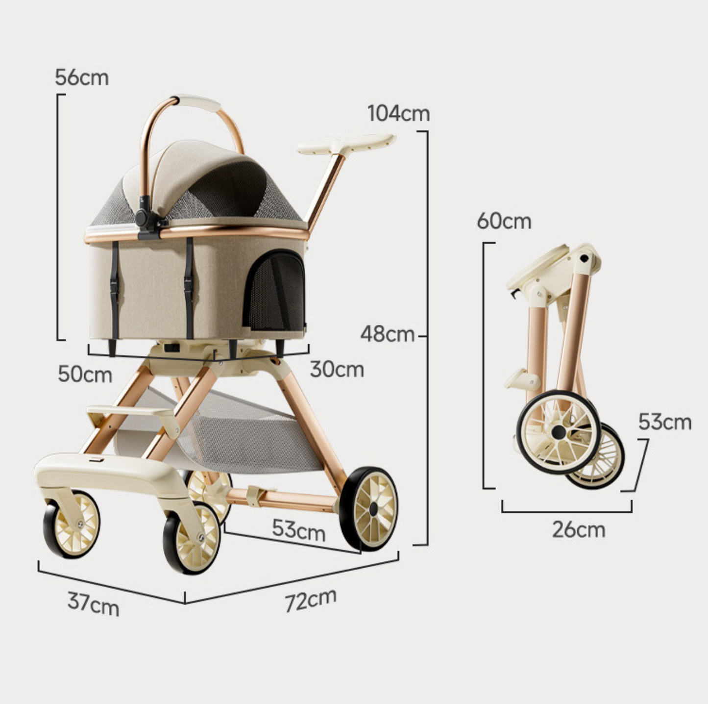 Detachable Pet Stroller – 2-in-1 Pet Carrier & Travel Trolley