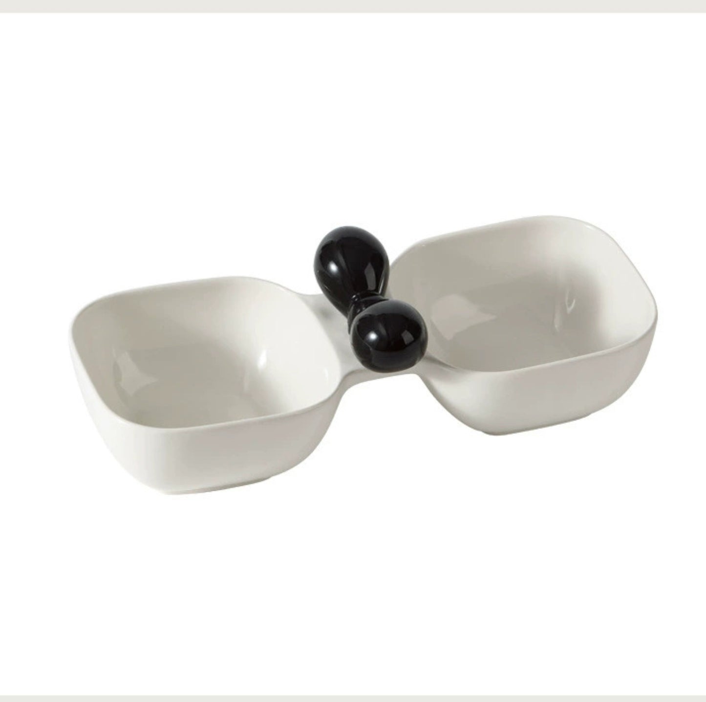 Ceramic Double Pet Bowl with Bow Design