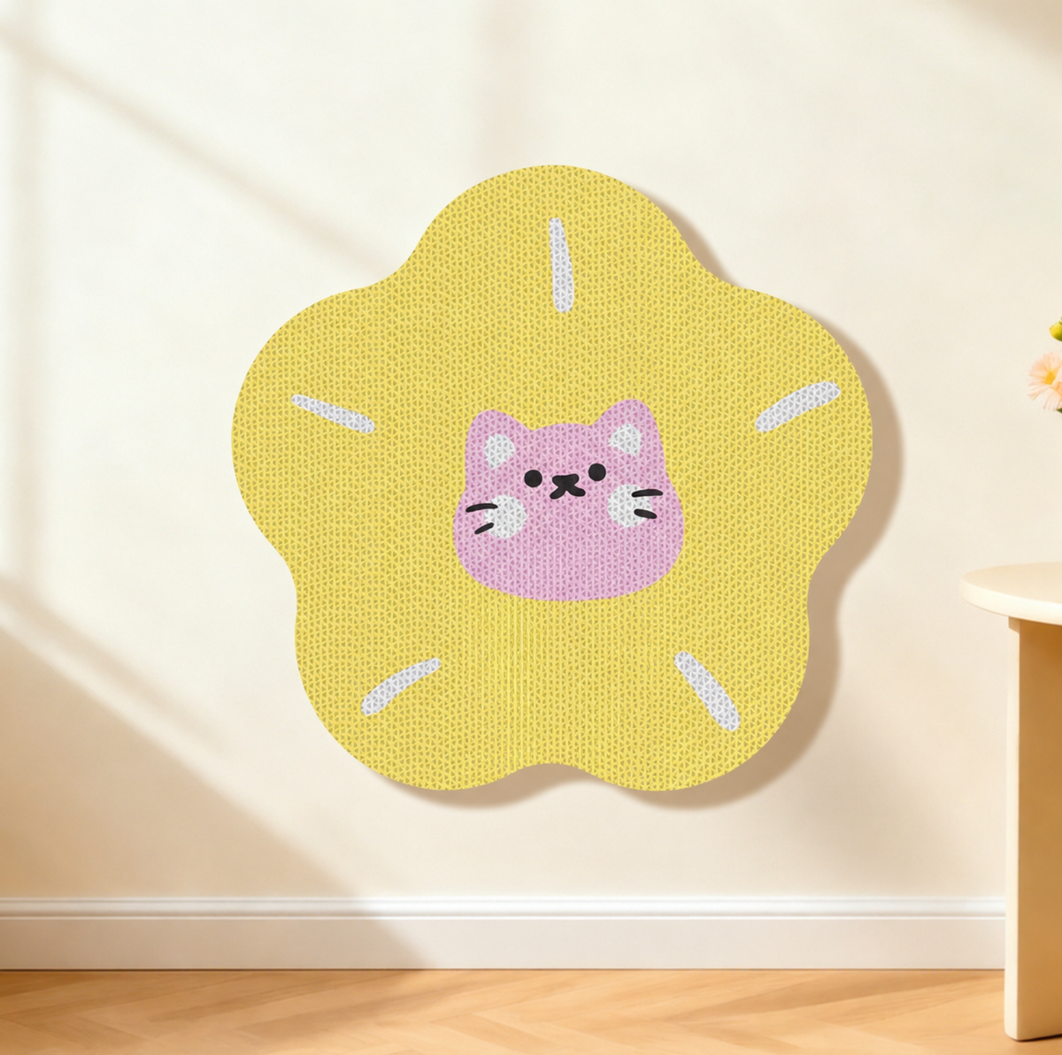 Flower-Shaped Self-Adhesive Corrugated Cat Scratcher