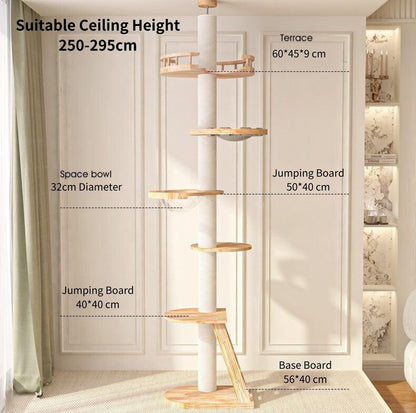 HONEYPOT Cat Floor-to-Ceiling Cat Climbing Frame Cat Tree