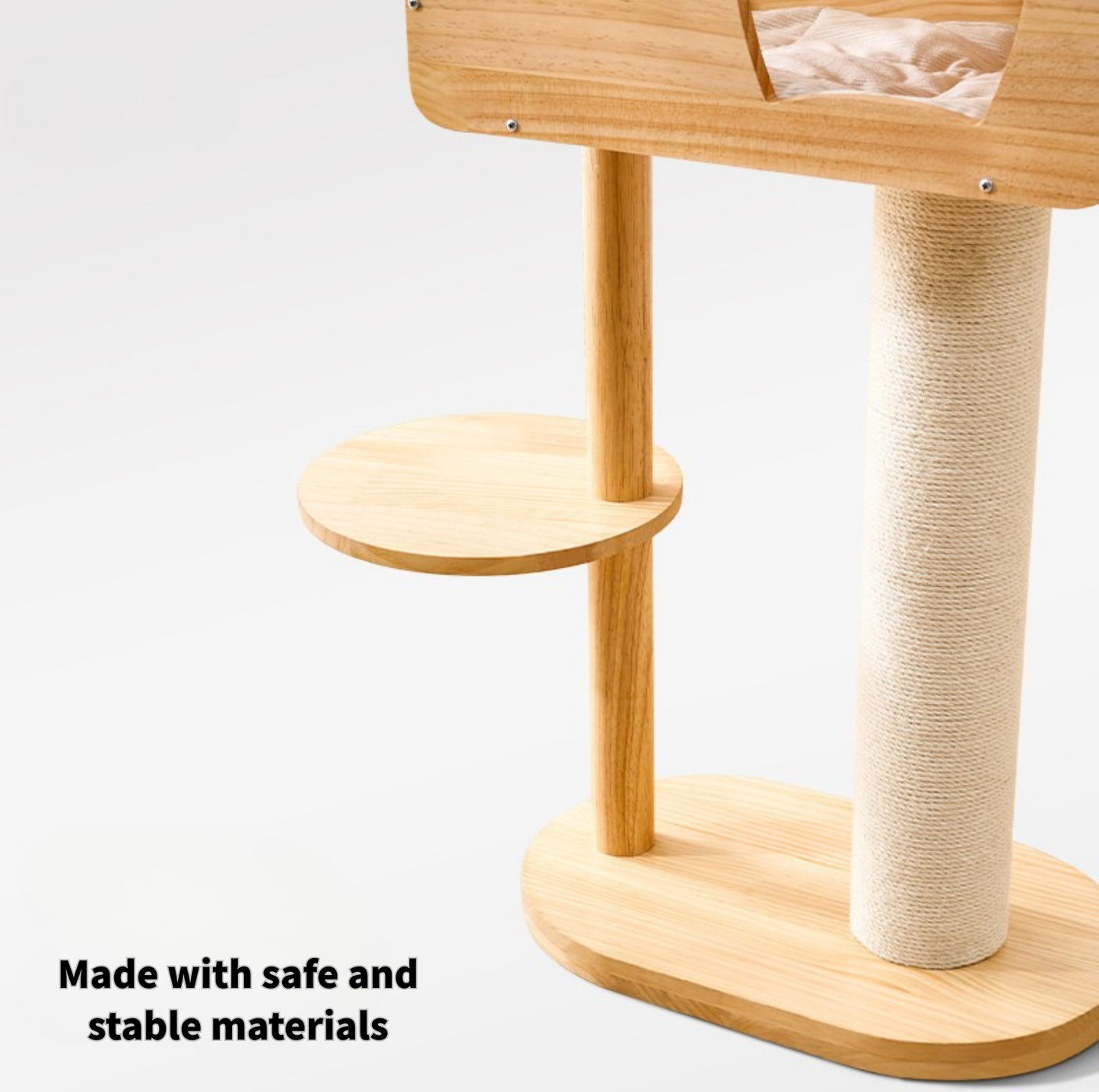 Solid Wood Adjustable Ceiling-Mounted Cat Tower - Style A