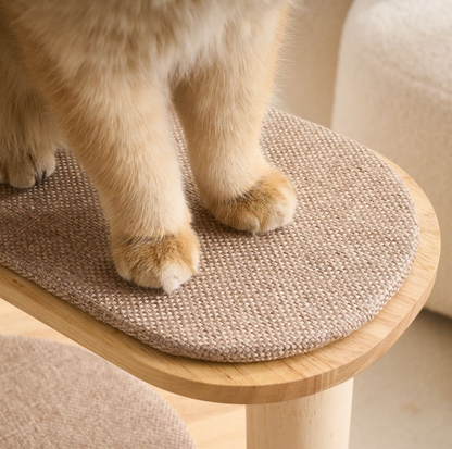 Four-Level Solid Wood Cat Tree with Fabric Cover and Sisal Posts