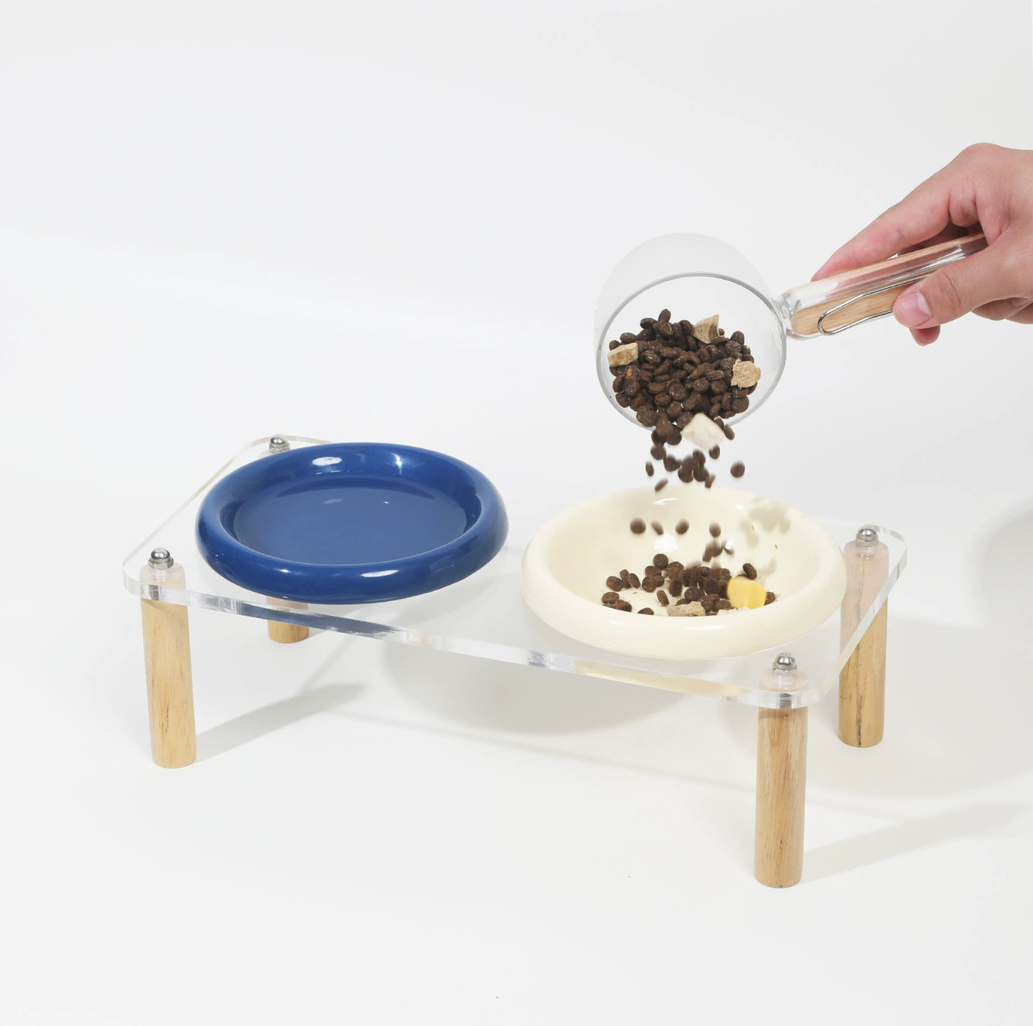 Pop Colour Ceramic Pet Bowl with Elevated Acrylic or Wooden Stand