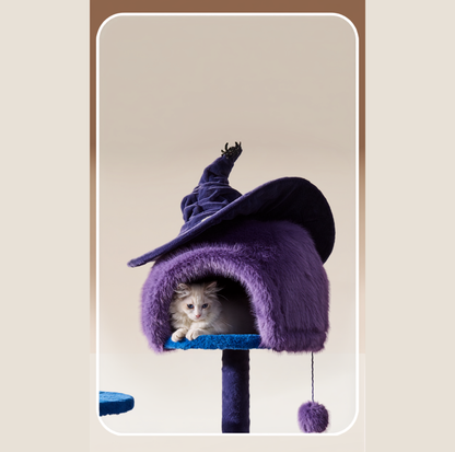 Halloween Witch Hat Cat Tree with Condo